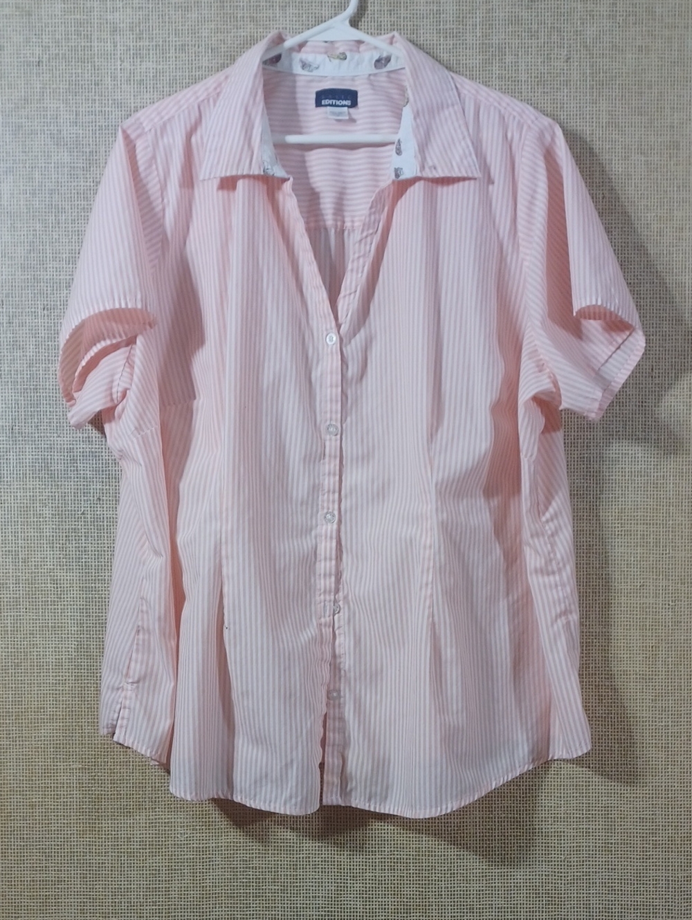 Basic Editions Pink and White Striped Top
